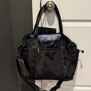Black Nylon Travel Tote Shoulder Bag